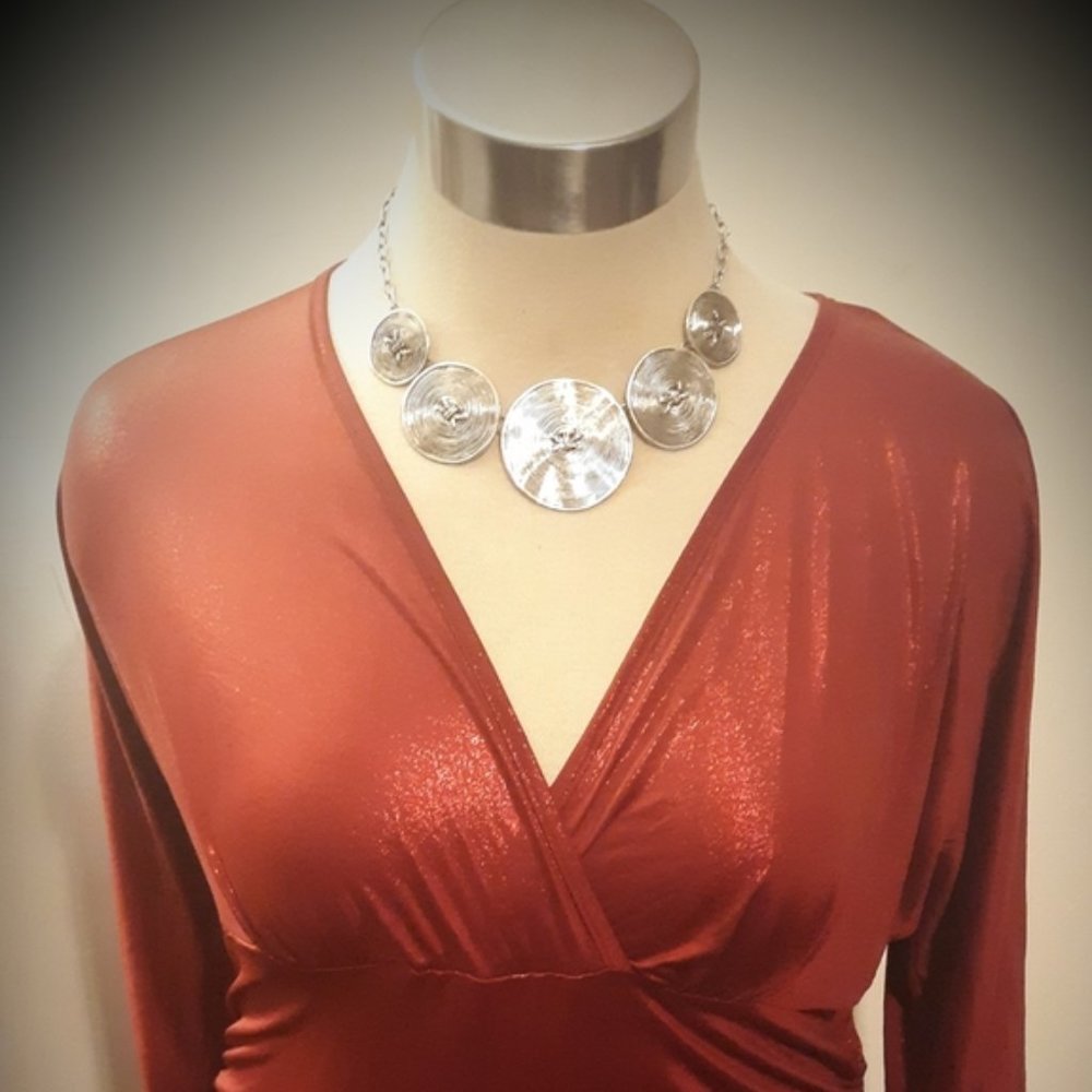 Red Metallic Look Blouse (New)